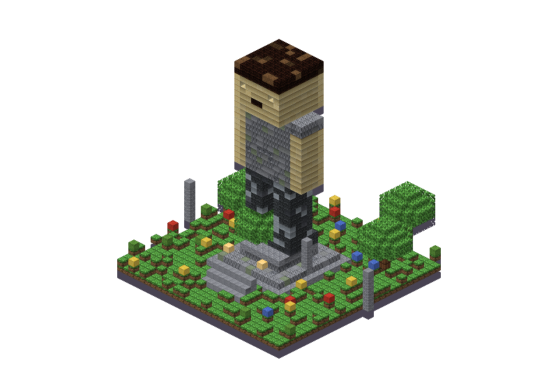 Stone statue, an isometric block preview Blocksmith rendered from the wish: a stone statue