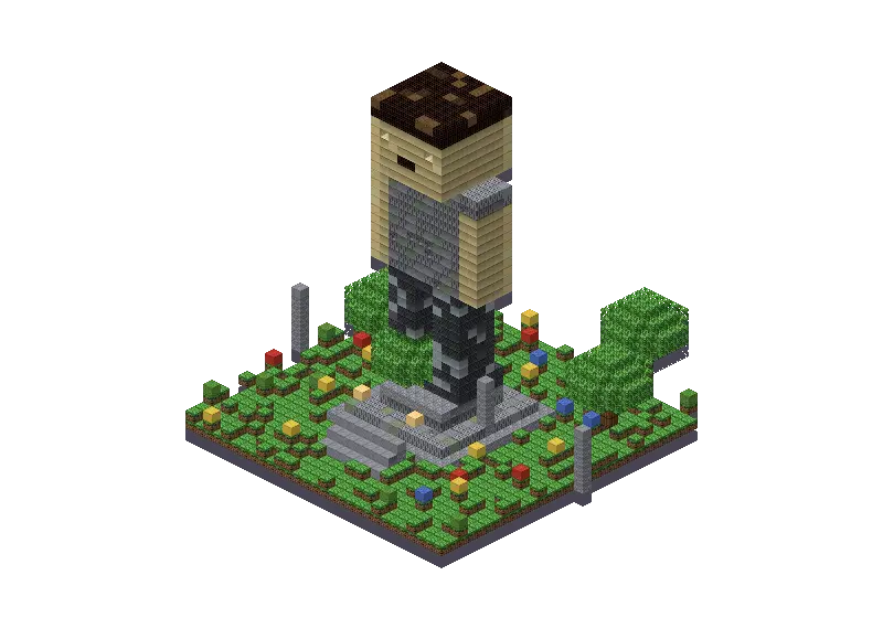 Stone statue, a Minecraft statue of 3,365 blocks, rendered by Blocksmith from “a stone statue”
