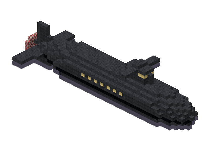 Submarine, an isometric block preview Blocksmith rendered from the wish: a submarine
