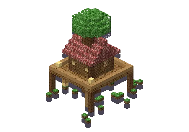 Treehouse, a Minecraft treehouse of 889 blocks, rendered by Blocksmith from “a treehouse”
