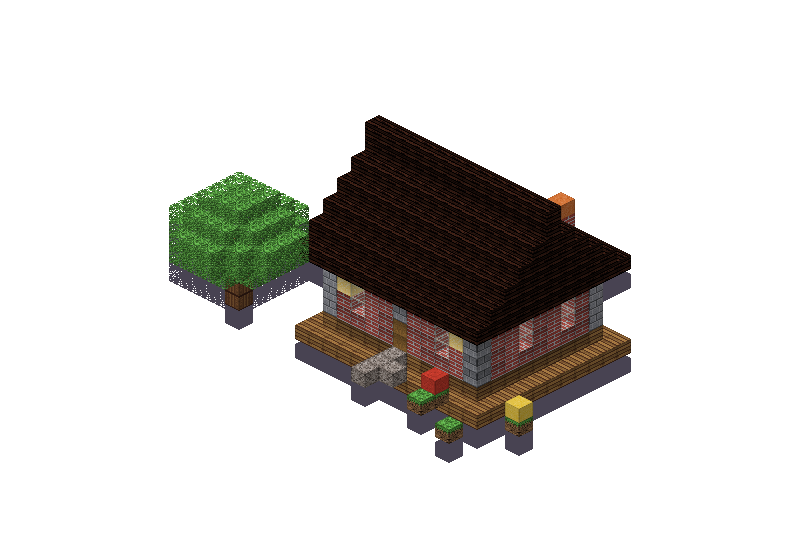 Brick Victorian house, an isometric block preview Blocksmith rendered from the wish: a brick victorian house