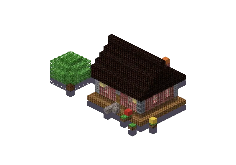 Brick Victorian house, a Minecraft house of 755 blocks, rendered by Blocksmith from “a brick victorian house”