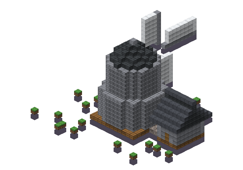 Windmill, an isometric block preview Blocksmith rendered from the wish: a windmill