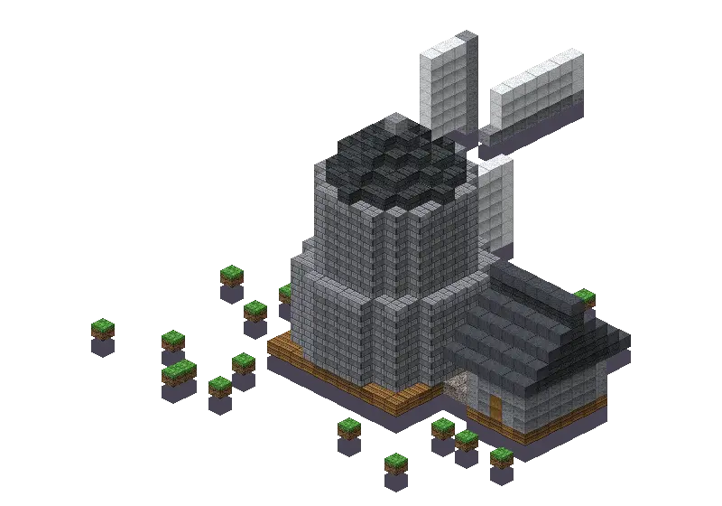 Windmill, a Minecraft windmill of 1,455 blocks, rendered by Blocksmith from “a windmill”