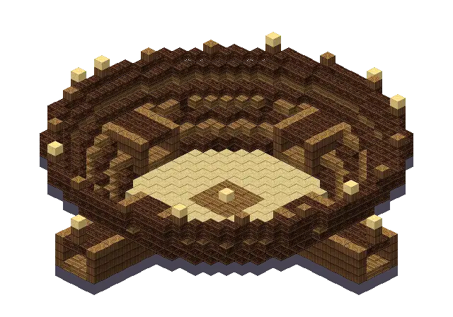 Wooden arena, a Minecraft arena of 2,013 blocks, rendered by Blocksmith from “a wooden arena”