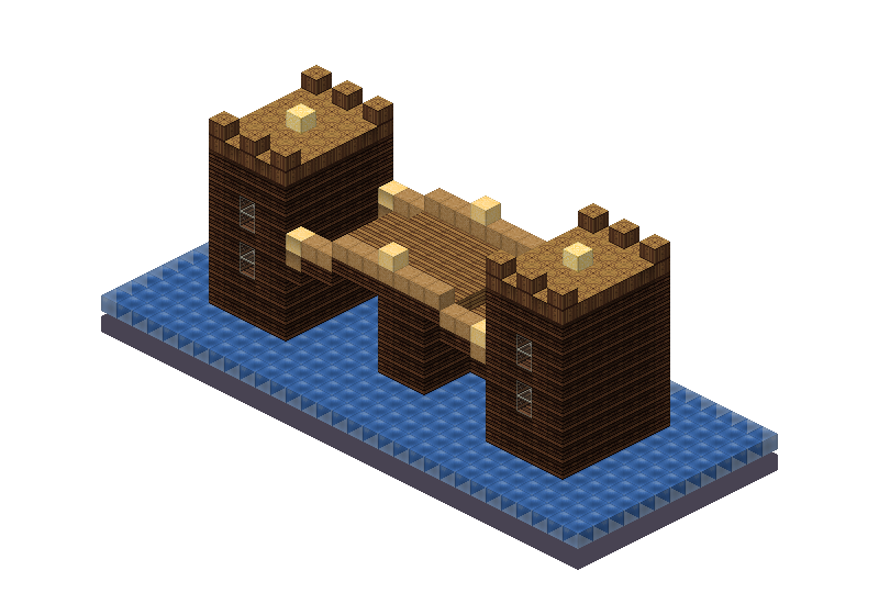 Wooden bridge, an isometric block preview Blocksmith rendered from the wish: a wooden bridge