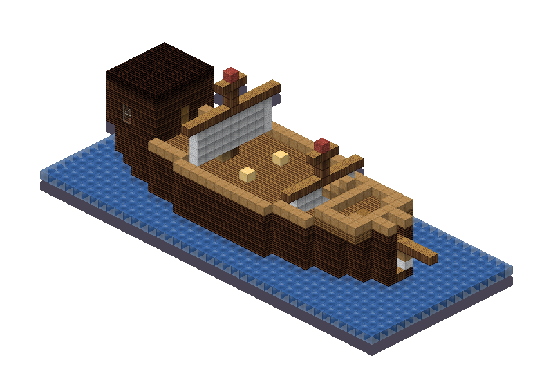 Wooden galleon, an isometric block preview Blocksmith rendered from the wish: a wooden galleon