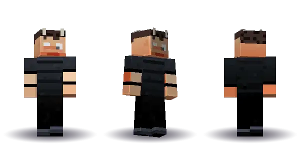 Black demon with horns. Hair is short, the face is happy, the top is tee and the legs are trousers. Extras: horns. The top colour is #22262c.