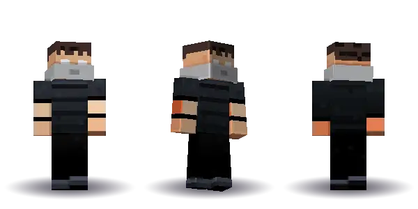 Black spooky mask. Hair is short, the face is happy, the top is tee and the legs are trousers. Extras: mask. The top colour is #22262c.