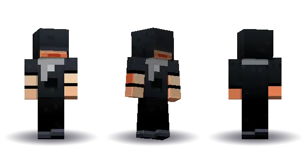 Black winter hoodie with a scarf. Hair is short, the face is happy, the top is hoodie and the legs are trousers. Extras: scarf. The top colour is #22262c.
