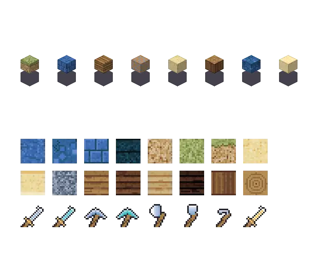 Blue desert blocks, an original Minecraft texture pack Blocksmith drew from “blue desert blocks”