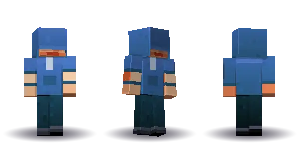 Blue hoodie with spiky hair, a Minecraft skin Blocksmith painted from “a blue hoodie with spiky hair”