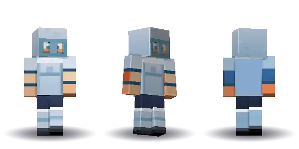Blue knight with a ponytail with a cape. Hair is ponytail, the face is brave, the top is armour and the legs are greaves. Extras: cape, helmet. The top colour is #3f6fb5.