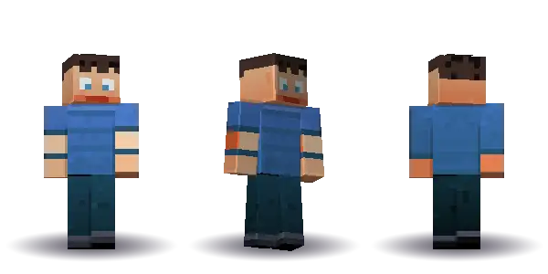 Blue labcoat with a bun. Hair is bun, the face is happy, the top is tee and the legs are trousers. No extras. The top colour is #3f6fb5.