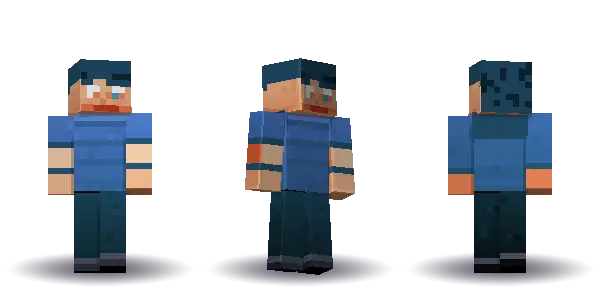 Blue labcoat with long hair. Hair is long, the face is happy, the top is tee and the legs are trousers. No extras. The top colour is #3f6fb5.