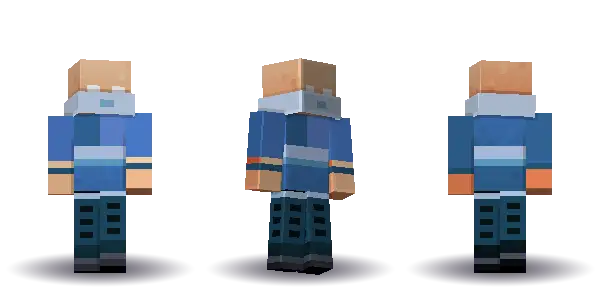 Blue ninja bald. Hair is bald, the face is happy, the top is kimono and the legs are hakama. Extras: mask. The top colour is #3f6fb5.
