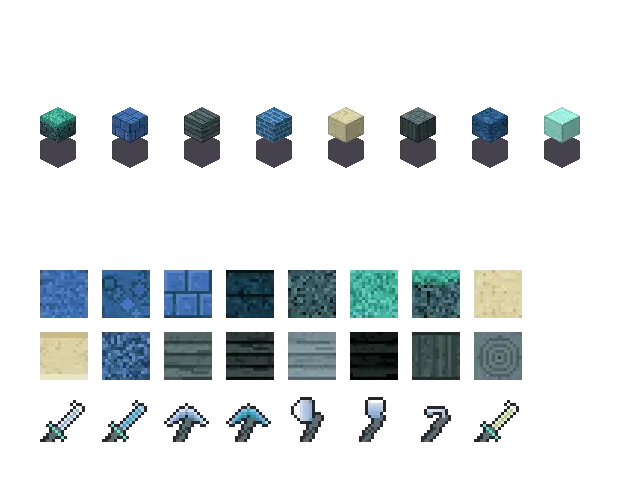 Blue ocean blocks, an original Minecraft texture pack Blocksmith drew from “blue ocean blocks”