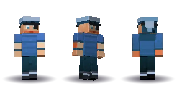 Blue pirate with long hair with an eyepatch. Hair is long, the face is brave, the top is tee and the legs are boots. Extras: eyepatch, bandana. The top colour is #3f6fb5.