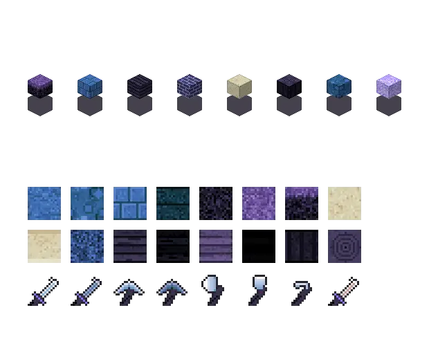 Blue void blocks, an original Minecraft texture pack Blocksmith drew from “blue void blocks”