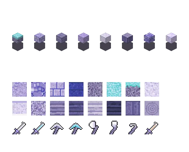 Crystal blocks, an original Minecraft texture pack Blocksmith drew from “crystal blocks”