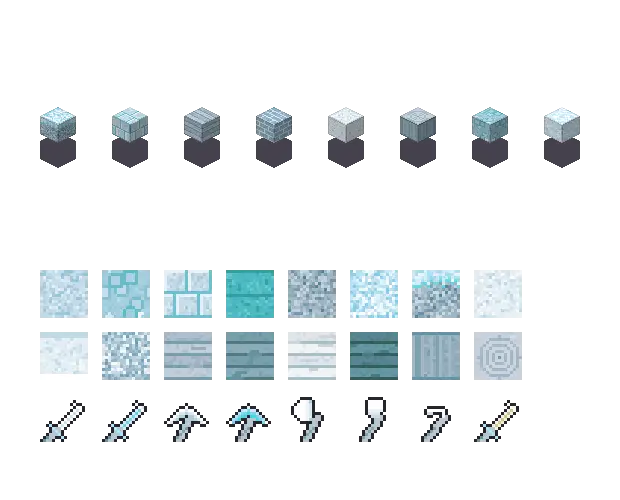 Frozen blocks, an original Minecraft texture pack Blocksmith drew from “frozen blocks”