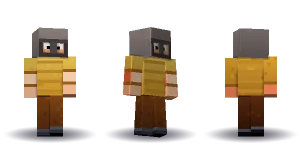 Gold bald cyber helmet. Hair is bald, the face is visor, the top is tee and the legs are trousers. Extras: helmet. The top colour is #d4a63a.