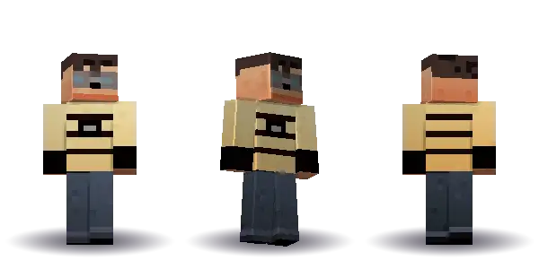 Gold cyber spacesuit with goggles. Hair is short, the face is visor, the top is spacesuit and the legs are trousers. Extras: goggles. The top colour is #d4a63a.