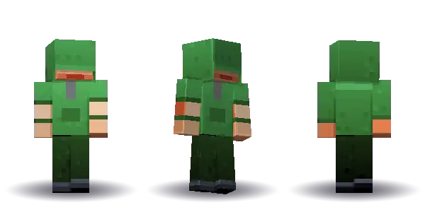 Green hoodie bald, a Minecraft skin Blocksmith painted from “a green hoodie bald”