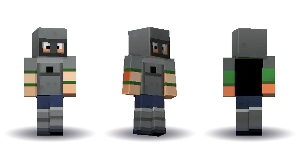 Green knight with spiky hair with a cape. Hair is spiky, the face is brave, the top is armour and the legs are greaves. Extras: cape, helmet. The top colour is #4a9d4f.