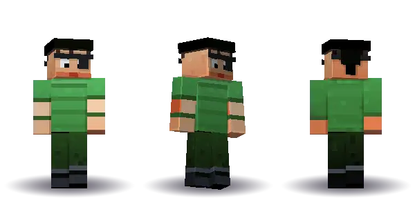 Green pirate with an eyepatch. Hair is short, the face is brave, the top is tee and the legs are boots. Extras: eyepatch, bandana. The top colour is #4a9d4f.