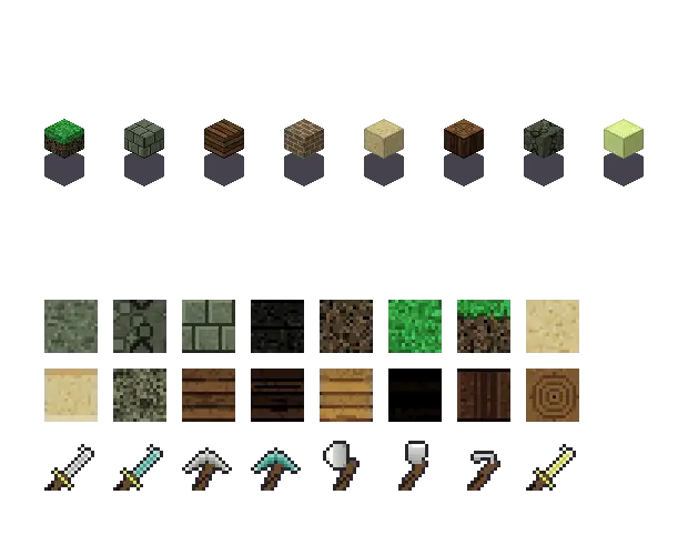 Jungle blocks, an original Minecraft texture pack Blocksmith drew from “jungle blocks”