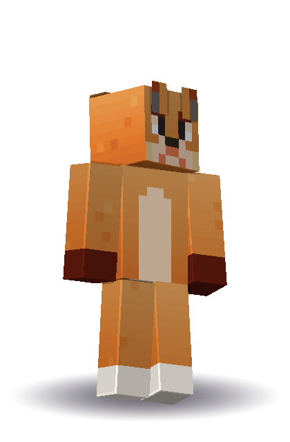 An orange fox character skin with pointed ears and a bushy tail, generated by Blocksmith