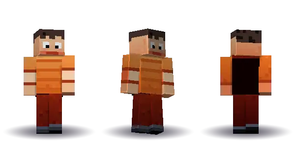 Orange vampire with a cape. Hair is short, the face is happy, the top is tee and the legs are trousers. Extras: cape. The top colour is #e07a2f.