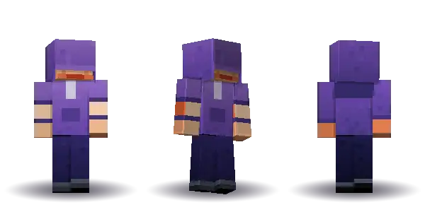 Purple hoodie with long hair, a Minecraft skin Blocksmith painted from “a purple hoodie with long hair”