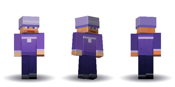Purple witch with curly hair with a sunhat. Hair is curly, the face is happy, the top is robe and the legs are trousers. Extras: widebrim. The top colour is #7a55b5.