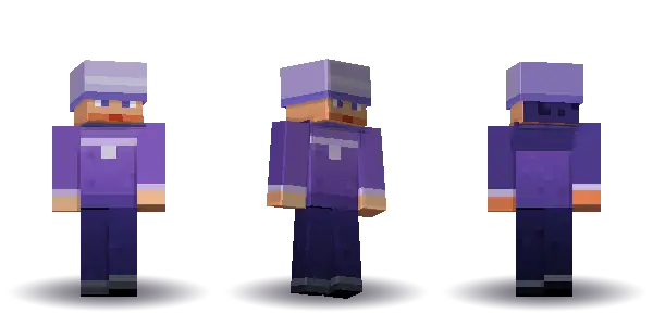Purple wizard with long hair. Hair is long, the face is calm, the top is robe and the legs are trousers. Extras: widebrim. The top colour is #7a55b5.