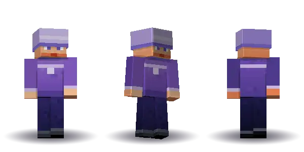 Purple wizard with spiky hair. Hair is spiky, the face is calm, the top is robe and the legs are trousers. Extras: widebrim. The top colour is #7a55b5.