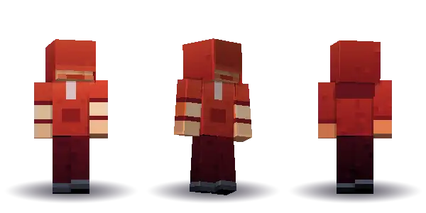 Red hoodie with long hair. Hair is long, the face is happy, the top is hoodie and the legs are trousers. No extras. The top colour is #c0392b.