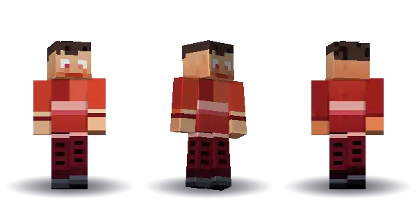 Red kimono with a bun. Hair is bun, the face is happy, the top is kimono and the legs are hakama. No extras. The top colour is #c0392b.