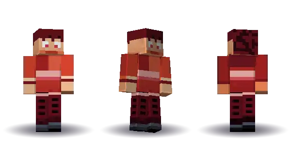 Red kimono with long hair. Hair is long, the face is happy, the top is kimono and the legs are hakama. No extras. The top colour is #c0392b.