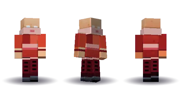 Red ninja bald. Hair is bald, the face is happy, the top is kimono and the legs are hakama. Extras: mask. The top colour is #c0392b.