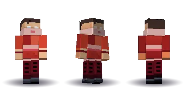 Red ninja with a ponytail. Hair is ponytail, the face is happy, the top is kimono and the legs are hakama. Extras: mask. The top colour is #c0392b.