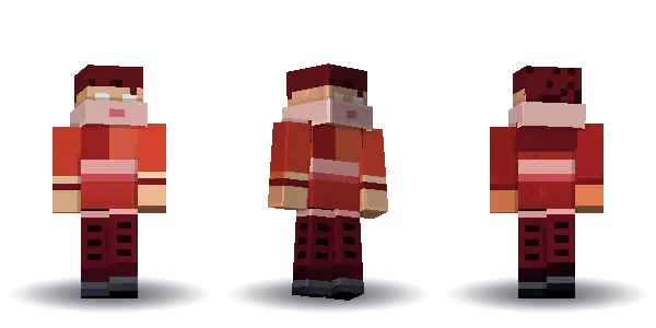 Red ninja with long hair. Hair is long, the face is happy, the top is kimono and the legs are hakama. Extras: mask. The top colour is #c0392b.