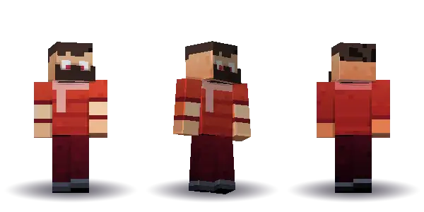 Red winter beard and a scarf. Hair is short, the face is happy, the top is tee and the legs are trousers. Extras: beard, scarf. The top colour is #c0392b.