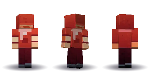 Red winter hoodie with a scarf. Hair is short, the face is happy, the top is hoodie and the legs are trousers. Extras: scarf. The top colour is #c0392b.
