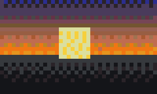 A small sunset scene built from coloured blocks, converted by Blocksmith from a picture drawn for this page