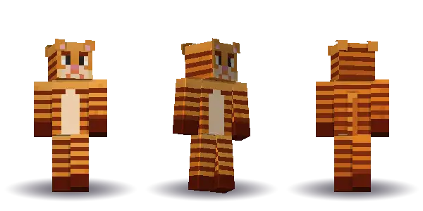 Tiger. Species tiger, coat tiger. The fur colour is #df8c33. Blocksmith paints this on a 64 by 64 sheet.