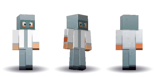 White cyber jacket with a visor helmet. Hair is short, the face is visor, the top is jacket and the legs are trousers. Extras: helmet. The top colour is #e8eaed.