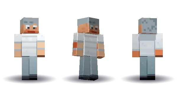 White labcoat with long hair. Hair is long, the face is happy, the top is tee and the legs are trousers. No extras. The top colour is #e8eaed.