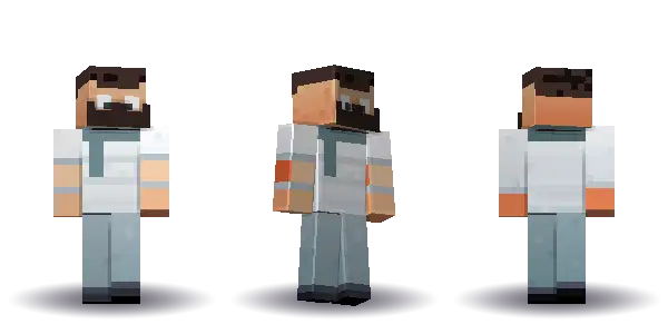 White winter beard and a scarf. Hair is short, the face is happy, the top is tee and the legs are trousers. Extras: beard, scarf. The top colour is #e8eaed.